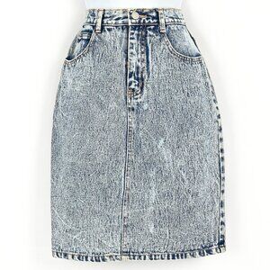 Women's Vintage 80s Jordache Light Acid Wash Denim Jean High Waisted Skirt - 5/6